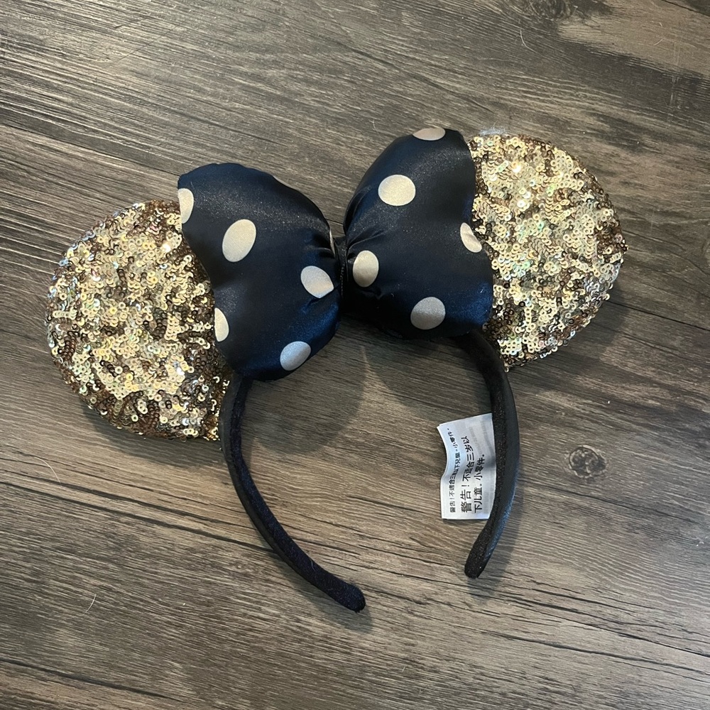 Disney Gold and black sequin Minnie Mickey Mouse ears